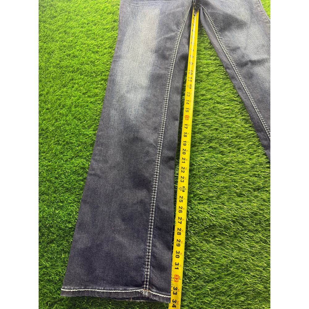 Adiktd Jeans Womens 8 W30 L35 Bootcut Dark Wash Fleur De Lis Studded Y2K Western - Picture 11 of 16